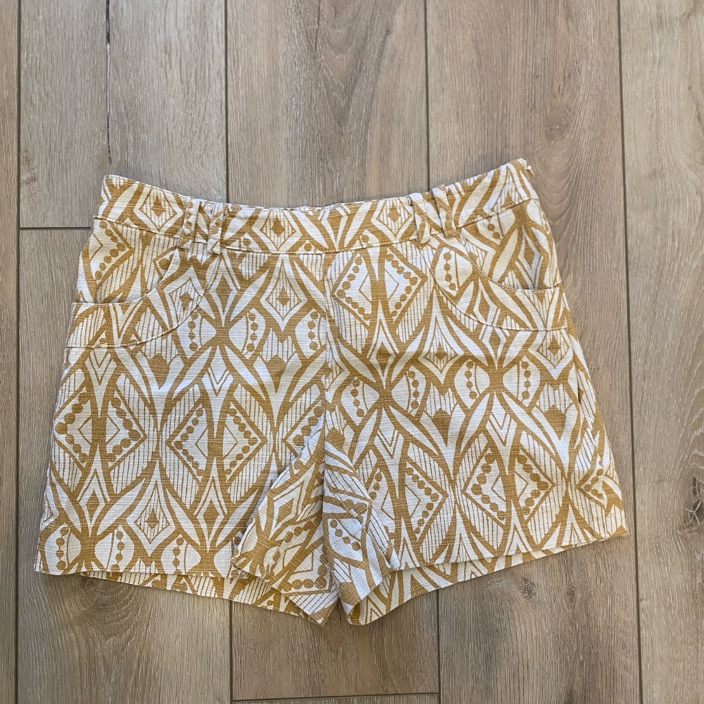 Elevenses Geometric Tan and White High Waist Shorts